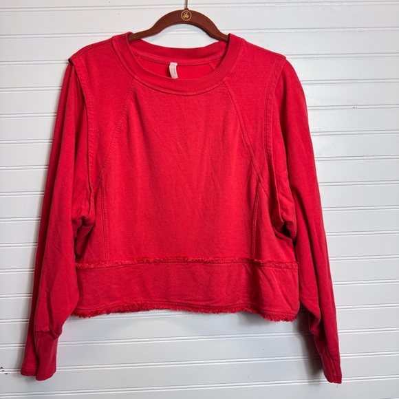 Free People FP Movement Where the Wind Blows Victory Red Sweatshirt Sz Small - Picture 1 of 13